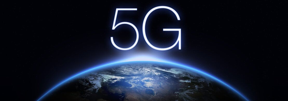 the earth from space with 5G written above it