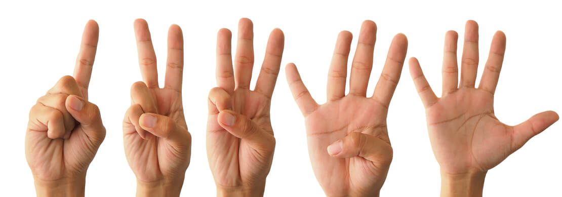 five hands each counting 1-2-3-4-5
