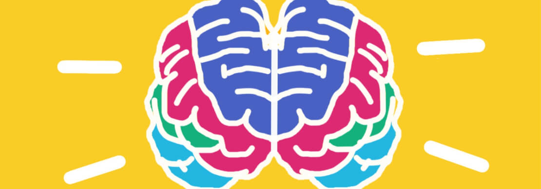 a graphic of a brain with multi-colored right and left lobes made to also look light a light bulb symbolizing the Eureka moment