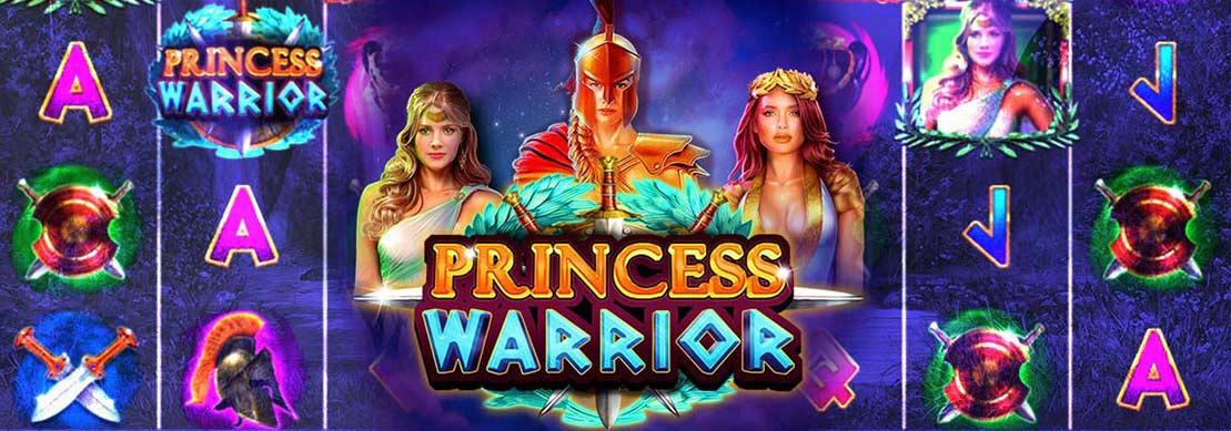 Princess Warrior game showing five reals with a bonus win