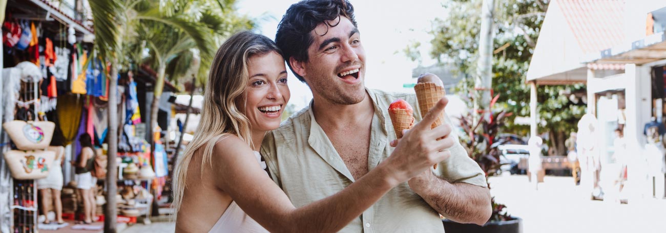 a young couple having a great time together on a Caribbean vacation