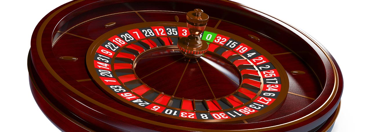 a beautiful roulette wheel made of rich deep brown wood oriented at an angle