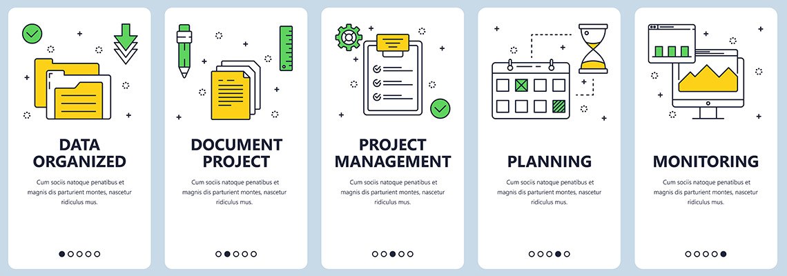 five point meme for organization: planning, monitoring, data, docs, and overall project management