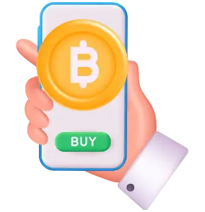 Hand holding phone with Bitcoin purchase option