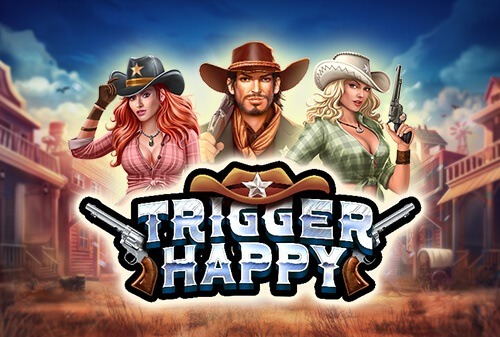 Join 2 beautiful gunslingers, 2 progressive jackpots, and 5 bonus features with TRIGGER HAPPY, an Old West Slot where the more sheriff badges you collect, the more bank you take!