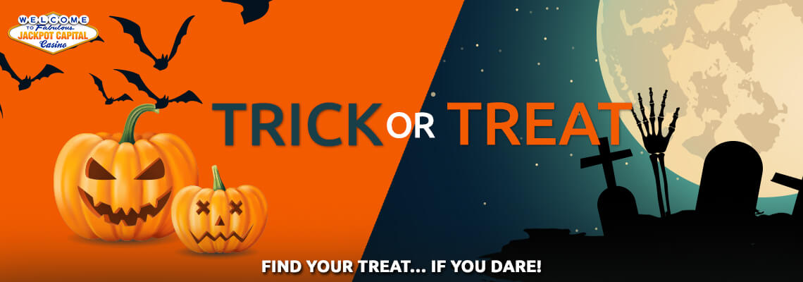 Get in the mood for Halloween by cashing on our thrilling new Free Spins Trick or Treat Halloween Bonuses we’ve prepared for you… Join us here at Jackpot Capital and let’s play!